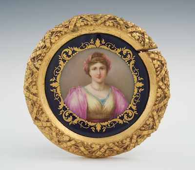 Appraisal: A Framed Vienna Porcelain Portrait Plate The hand painted miniature