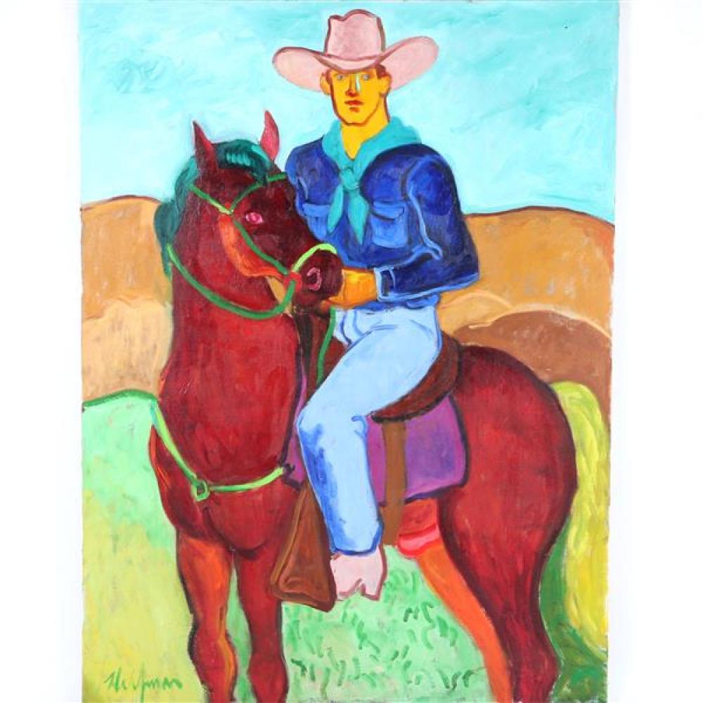 Appraisal: SYDNEY HELFMAN CALIFORNIA NEW YORK - COWBOY ON HORSE OIL