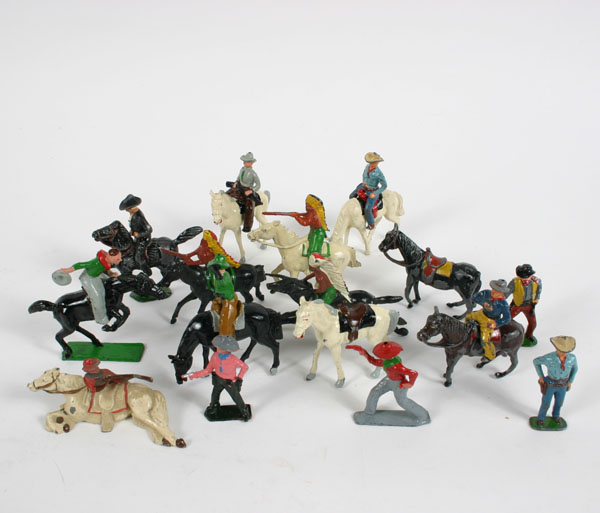 Appraisal: Britains cast painted metal cowboys and indians Tallest Normal paint