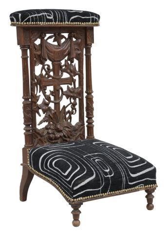 Appraisal: French carved oak prie-dieu prayer chair late th c padded