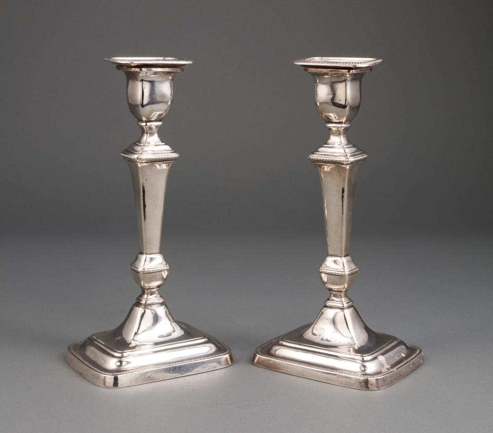 Appraisal: Pair of George V Sterling Silver Candlesticks John Round Sheffield