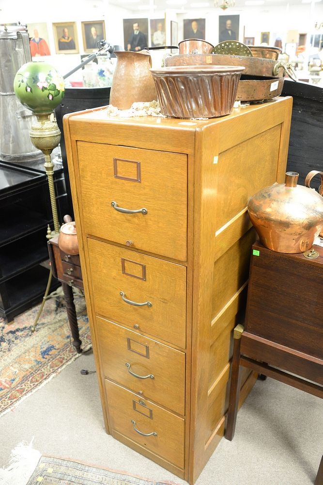 Appraisal: Three piece group to include oak four-drawer file cabinet three-drawer