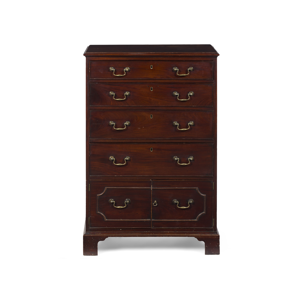 Appraisal: GEORGE III MAHOGANY TALL CHEST OF DRAWERS TH CENTURY of