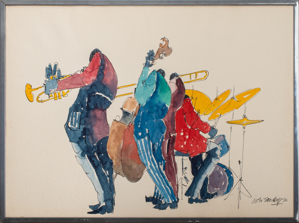 Appraisal: LEO MEIERSDORF JAZZ QUARTET WATERCOLOR ON PAPER Leopold Leo Meiersdorf