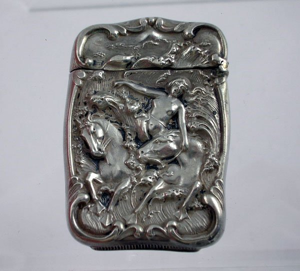 Appraisal: A sterling silver Art Nouveau matchsafe having repousse design of