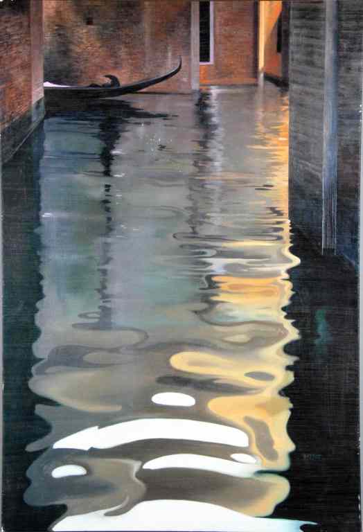 Appraisal: Michele Battut Giclee Print On CanvasDepicting a Venetian water canal