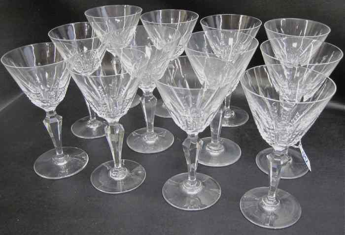 Appraisal: SET OF TWELVE BACCARAT CUT CRYSTAL WATER GOBLETS having vertical