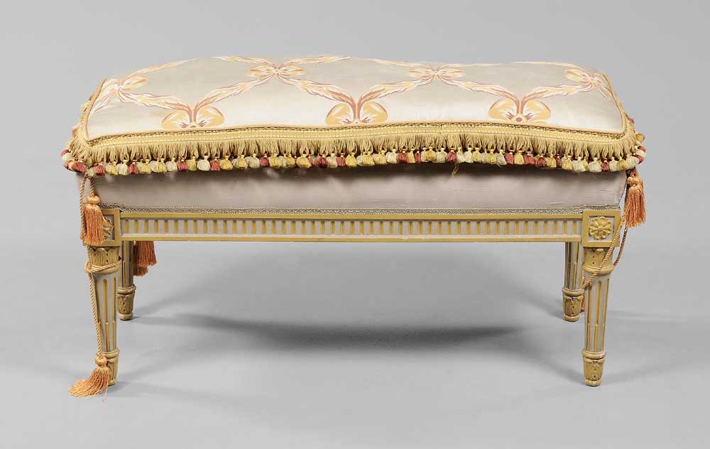 Appraisal: Louis XVI Style Paint-Decorated Bench French late th century pale