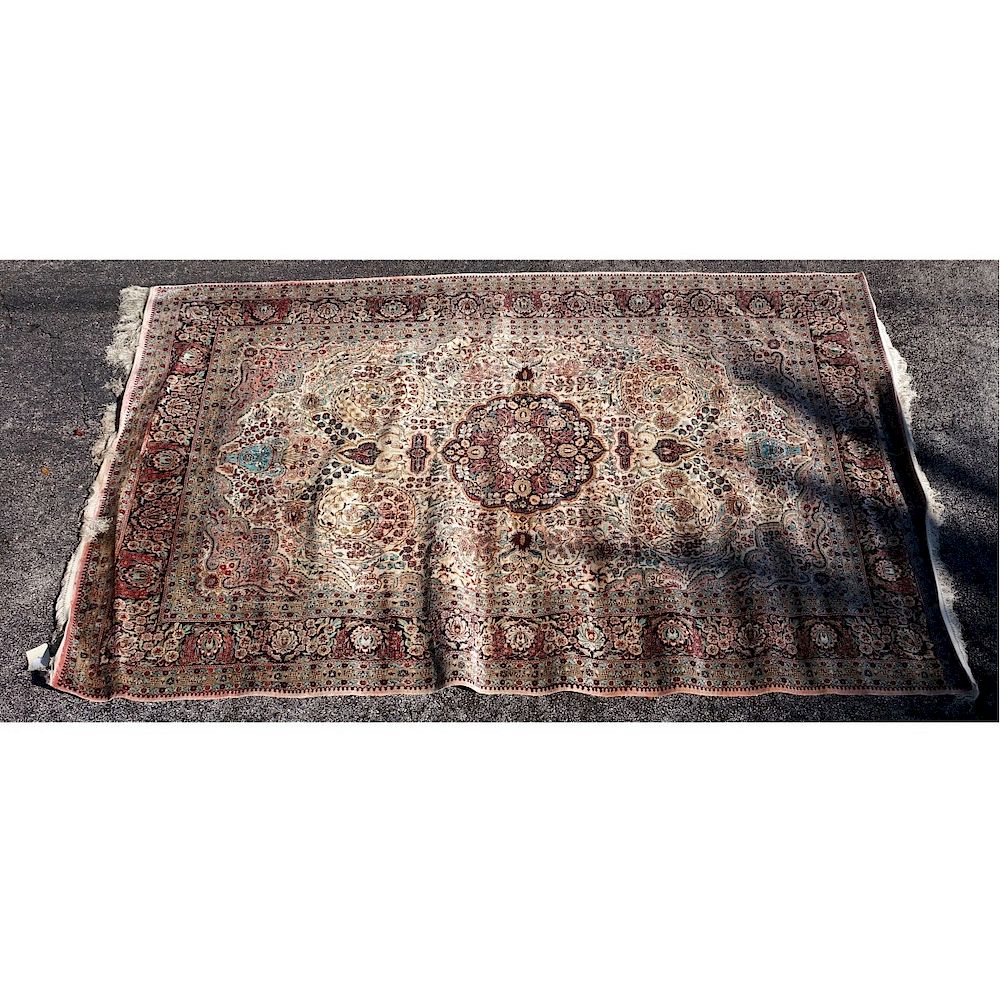 Appraisal: Oriental Rug Semi Antique Yilong Style Silk Oriental Rug Measures