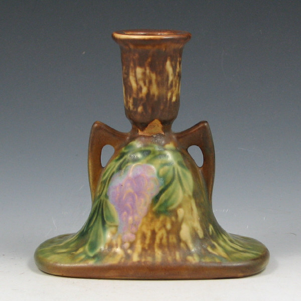 Appraisal: Roseville Wisteria - Candleholder Roseville Wisteria - candleholder in brown