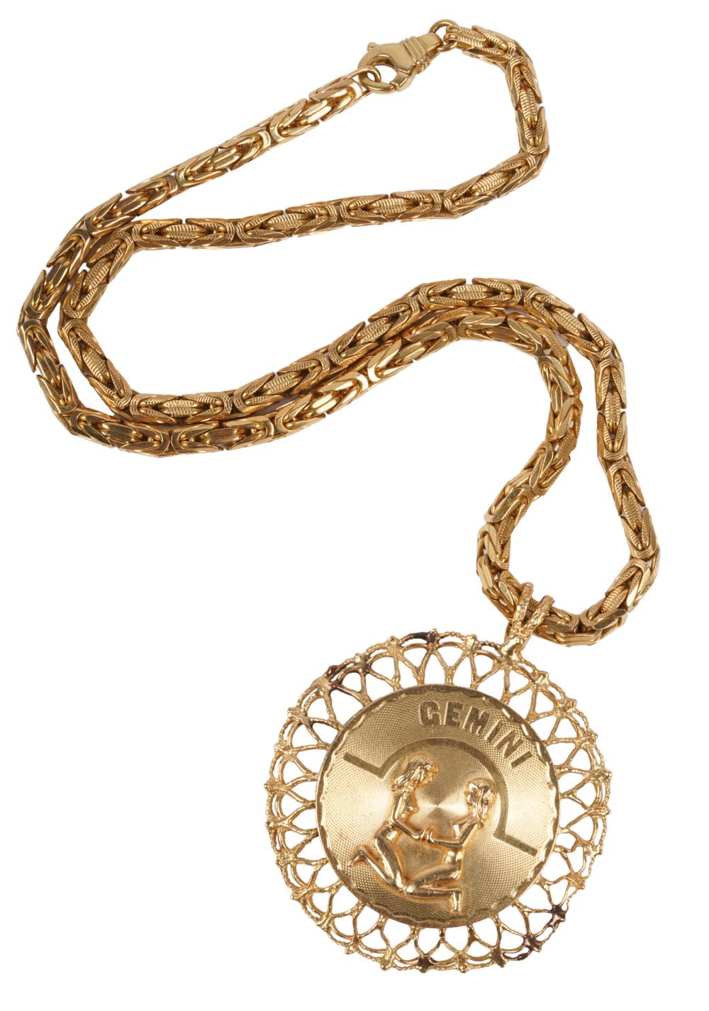 Appraisal: KARAT YELLOW GOLD GEMINI ZODIAC PENDANT NECKLACE grams pendant mm