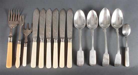 Appraisal: Assortment of English and Continental silver and silver-plated flatware comprising