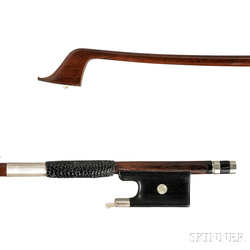 Appraisal: German Nickel Silver-mounted Cello Bow the round stick stamped OTTO