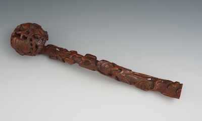 Appraisal: A Chinese Carved Wood Ruyi Scepter Carved wood possibly boxwood