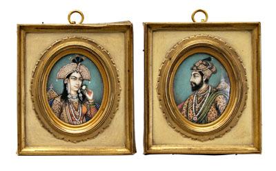 Appraisal: Indian School miniature portraits Mughal Emperor Muhammed Shah Jahan and