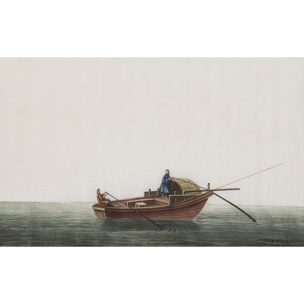 Appraisal: ALBUM OF TWELVE PITH PAPER PAINTINGS OF JUNKS AND BOATS