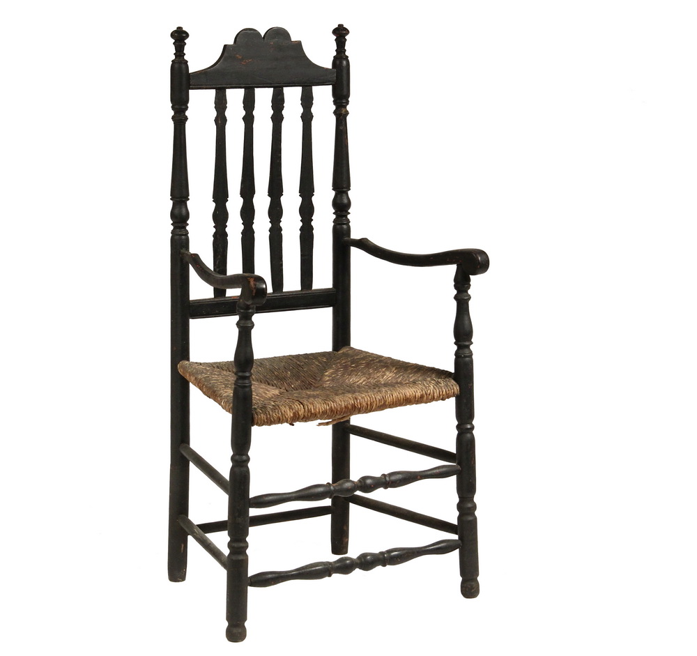 Appraisal: BANISTER BACK ARMCHAIR - Massachusetts or New Hampshire Armchair -