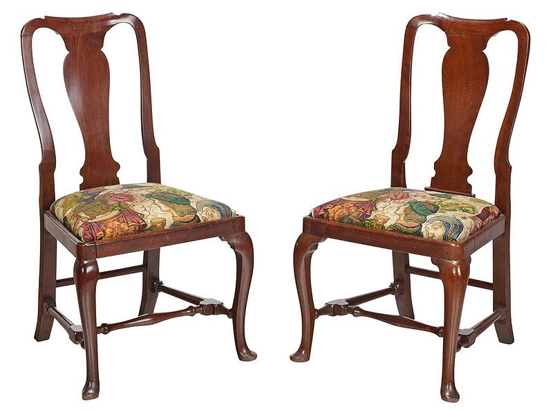 Appraisal: Pair of Queen Anne Mahogany Side Chairs British th century