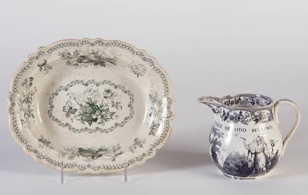 Appraisal: A collection of English transferware table articles comprising a teapot