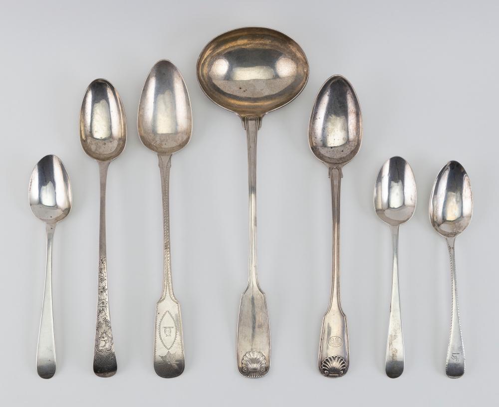 Appraisal: SIX ASSORTED ENGLISH AND IRISH STERLING SILVER SPOONS APPROX TROY