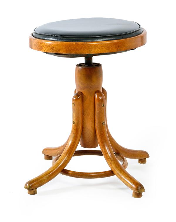 Appraisal: A BENTWOOD STOOL c s Europe Bentwood with black leather