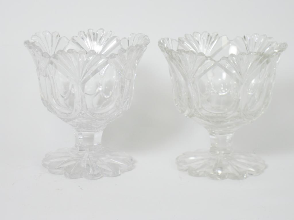 Appraisal: Pair of Regency cut-glass Sweetmeat Dishes with star-cut bases and