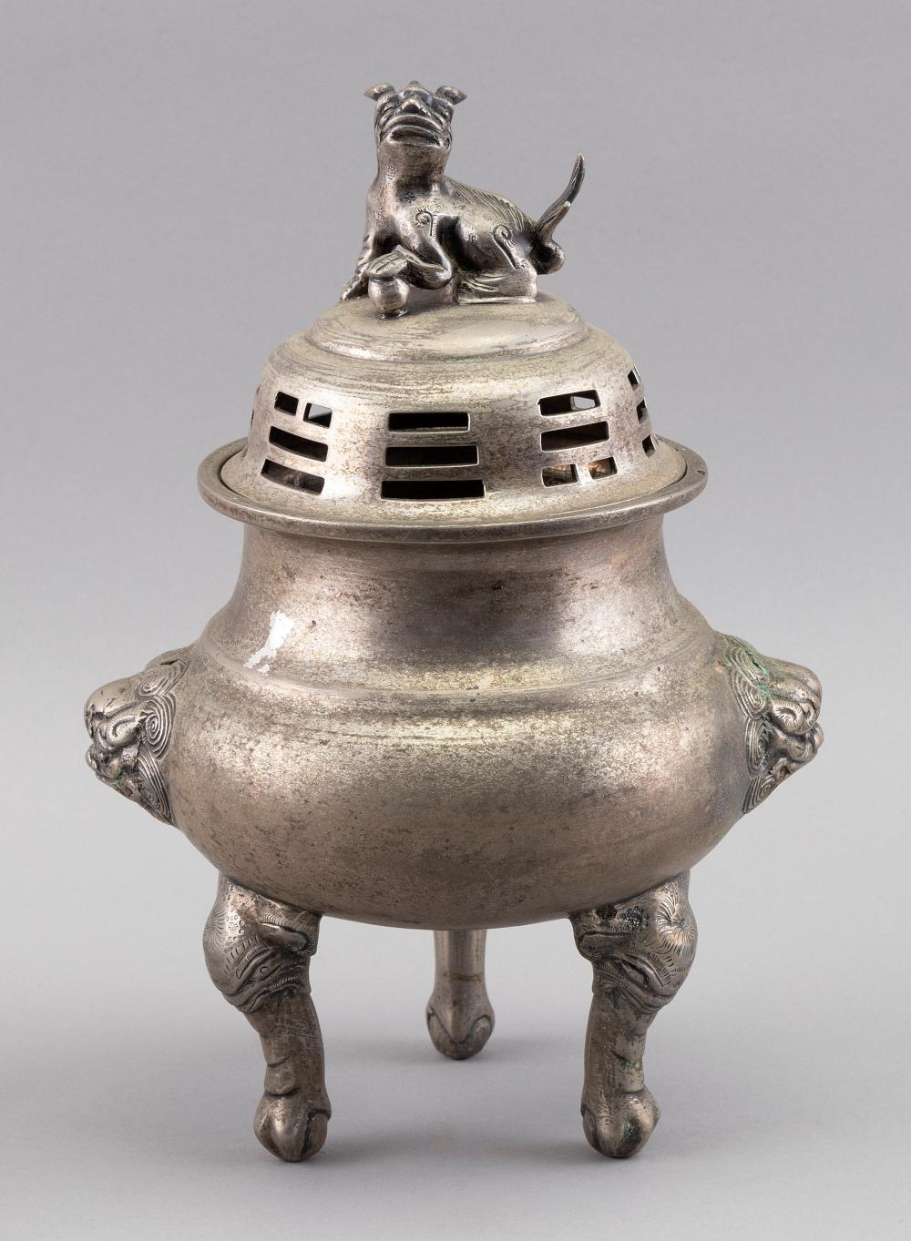 Appraisal: CHINESE SILVER METAL COVERED CENSER LATE TH EARLY TH CENTURY