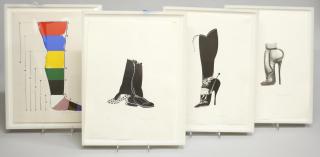 Appraisal: Lithographs Serigraph of High Heels Comprising three lithographs depicting various