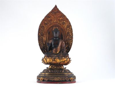 Appraisal: A Japanese giltwood figure of Nyorai Buddha seated in dhyanasana