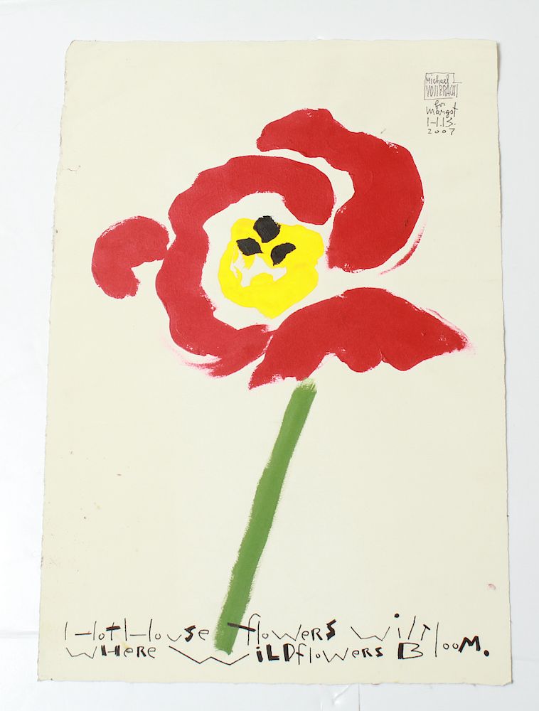 Appraisal: Michaele Vollbracht Red tulip Acrylic on Paper Michaele Vollbracht American