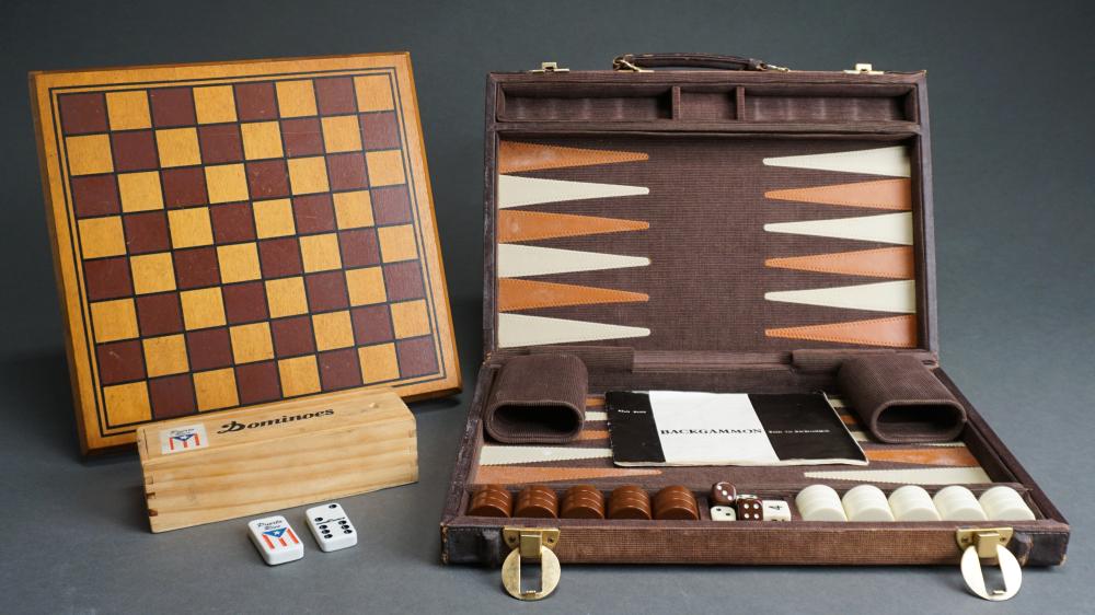 Appraisal: PUERTO RICO DOMINOES ROBERT NOVAS CHESSBOARD AND BACKGAMMON SET WITH