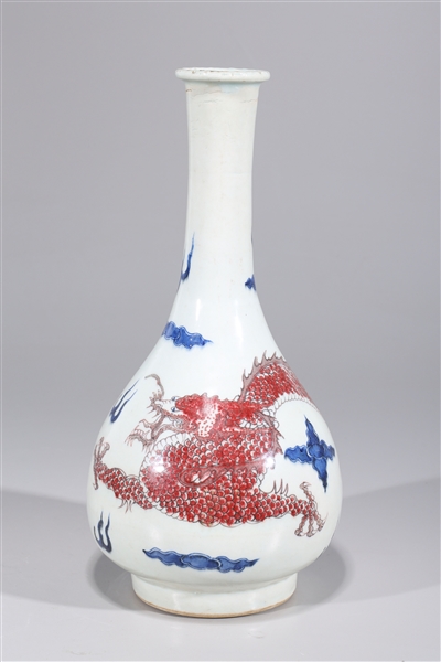 Appraisal: Chinese blue white and red porcelain bottle vase with dragon