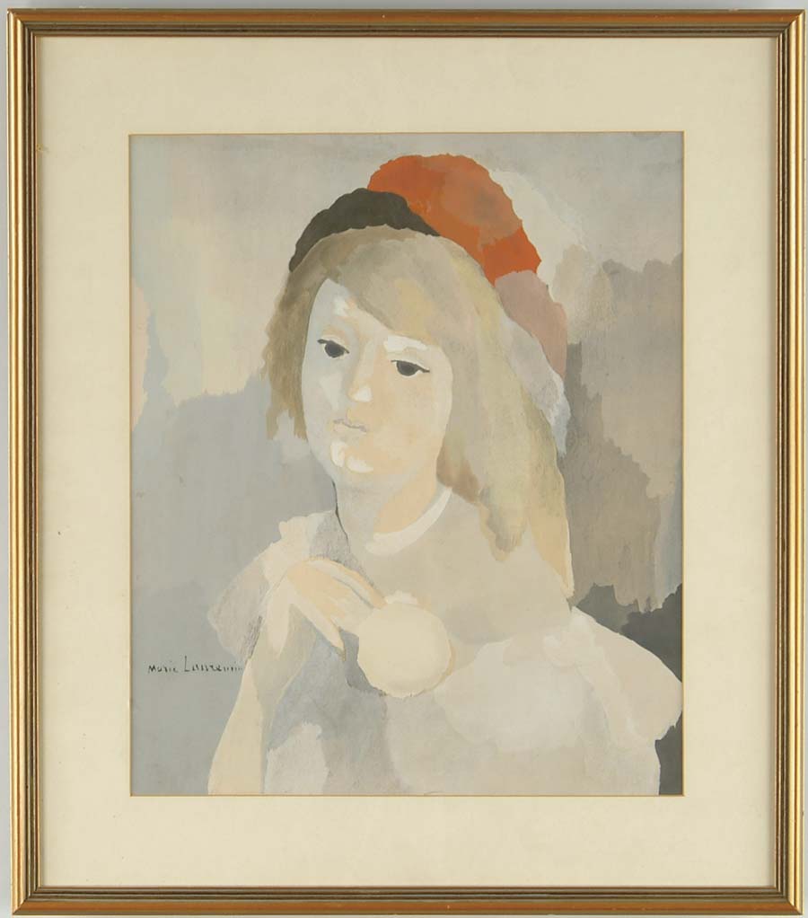 Appraisal: MARIE LAURENCIN French - PORTRAIT OF A GIRL Gouache on