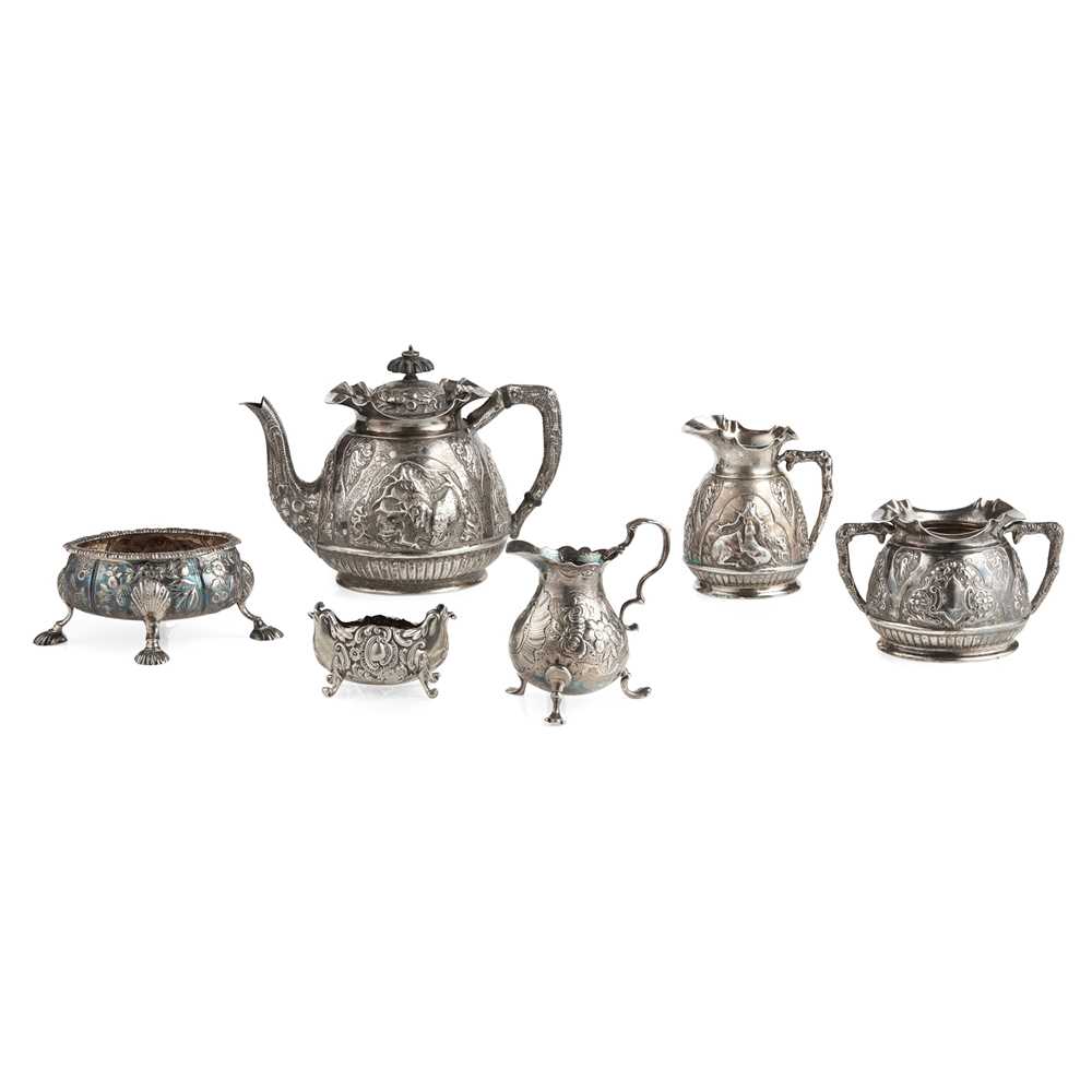 Appraisal: A VICTORIAN THREE-PIECE BACHELOR'S TEA-SERVICE London comprising teapot twin handled