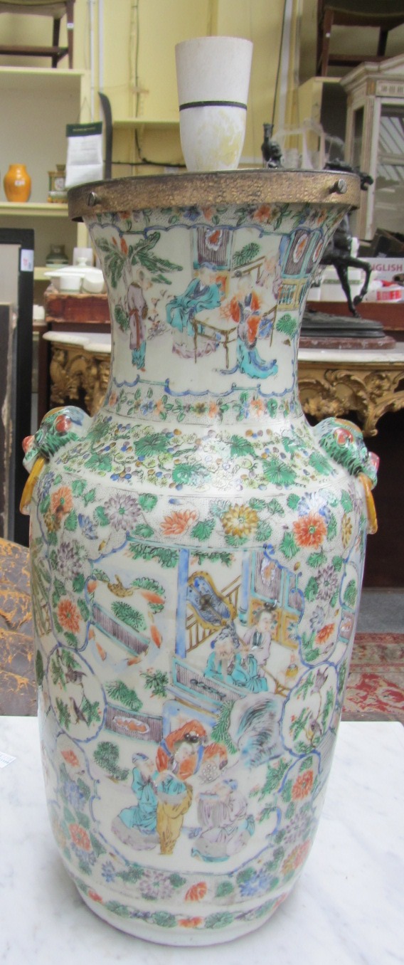 Appraisal: A pair of Chinese famille verte baluster vases mid th