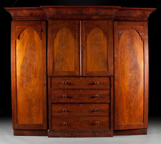 Appraisal: American Classical mahogany three-door wardrobe Baltimore or New York circa