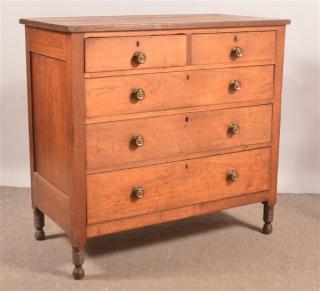 Appraisal: American Sheraton Walnut Chest of Drawers Two split over Three