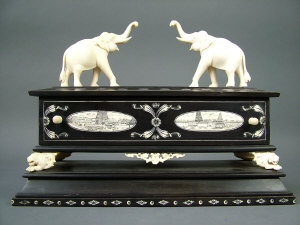 Appraisal: A late th century Mysore ebony and ivory presentation casket