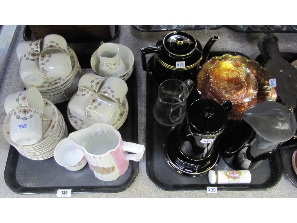 Appraisal: Lot comprising two trays to include teawares Carnival glass etc