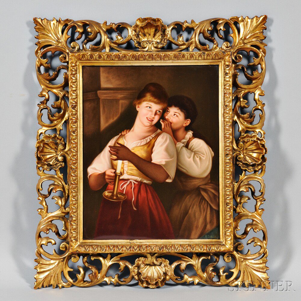 Appraisal: KPM Porcelain Plaque of a Boy and Girl Berlin late