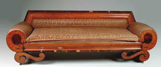 Appraisal: COUNTRY INLAID EMPIRE SOFA ATTRIBUTED TO THOMAS DAY - The