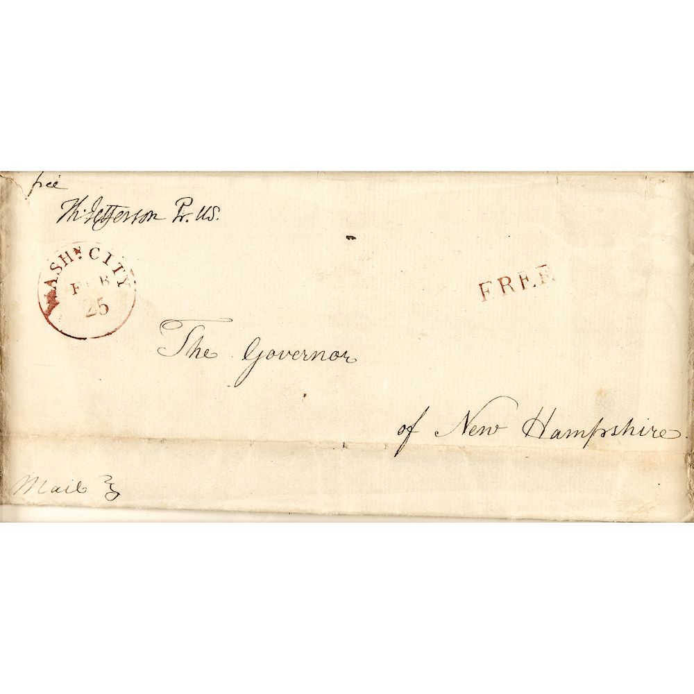 Appraisal: THOMAS JEFFERSON as President Free Franked Address Leaf Th Jefferson