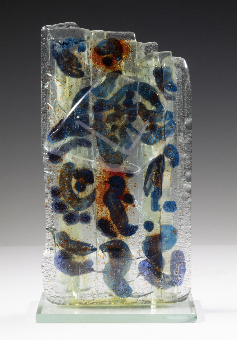 Appraisal: ALLEN DAVID - SCULPTURE Abstract Design Art Glass Sculpture mounted