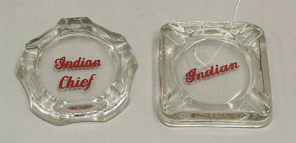 Appraisal: Two Indian advertising ashtrays each glass the underside etched and