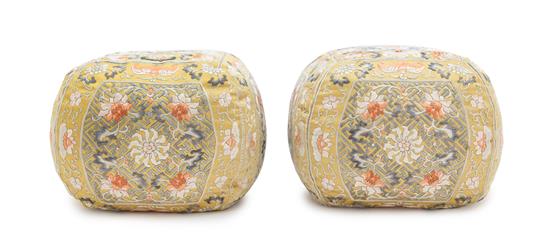 Appraisal: Sale Lot A Pair of Chinese Imperial Silk Arm Rest