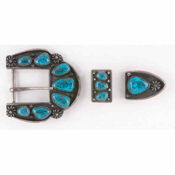 Appraisal: Navajo Buckle Tip and Keeper fashioned in the Western style