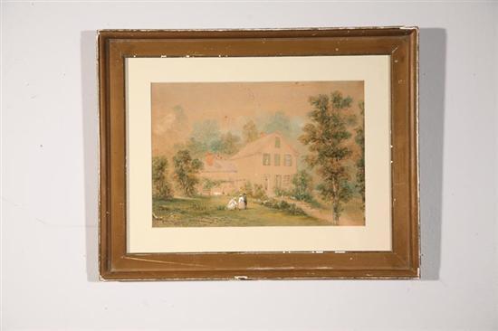 Appraisal: WATERCOLOR OF HOUSE AMERICAN MID TH CENTURY Watercolor on heavy