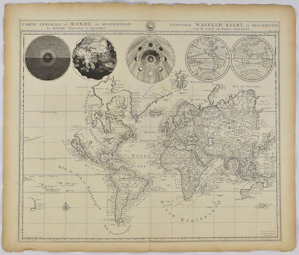 Appraisal: Covens Mortier Map of the World ca California as Island