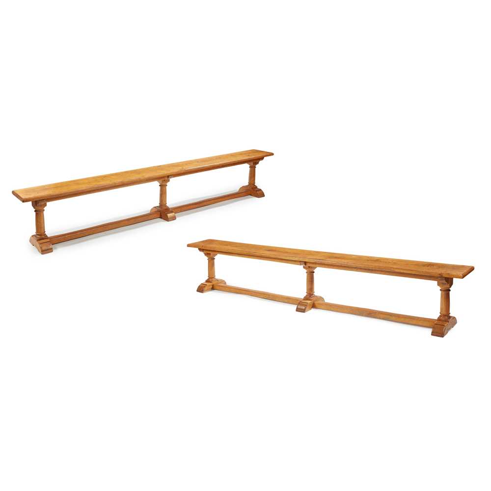 Appraisal: HEAL SON LONDON PAIR OF ARTS CRAFTS LONG BENCHES CIRCA