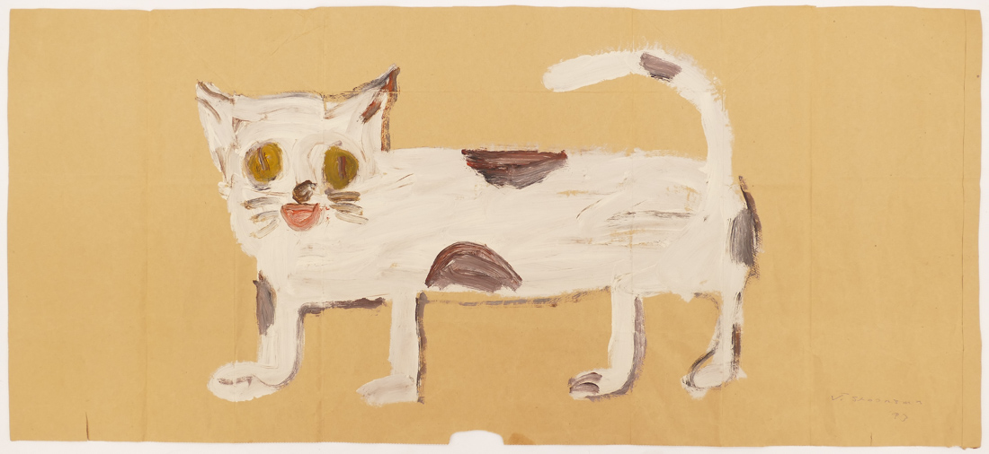 Appraisal: Jay Steensma - Washington ''Cat'' Oil on Paper Bag ''x